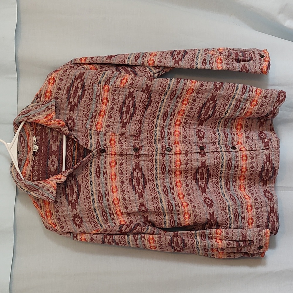 Mountain and Isles Southwestern Aztec Women's Flannel Shacket Shirt Jacket Med